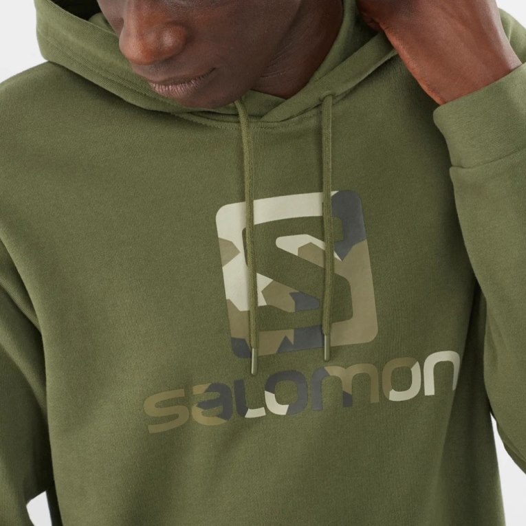 Salomon Outlife Logo Summer Men's Hoodie Olive | CA 12B79